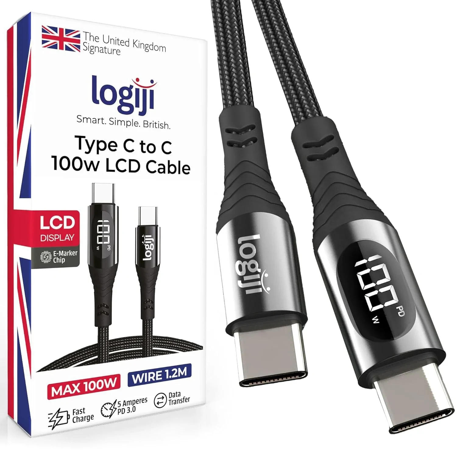 100 mt type c göstergeli Usb Kablo