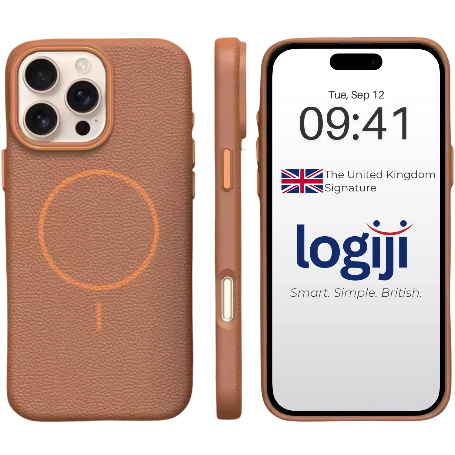 Logiji Ladera iPhone 13 Kılıf - Vintage Deri Efektli Tasarım - MagSafe ile Uyumlu - Kahverengi