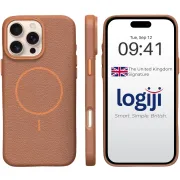 Logiji Ladera iPhone 14 Kılıf - Vintage Deri Efektli Tasarım - MagSafe ile Uyumlu - Kahverengi