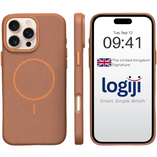 Logiji Ladera iPhone 13 Kılıf - Deri Görünümlü İnce Koruma - MagSafe ile Uyumlu - Koyu Mavi