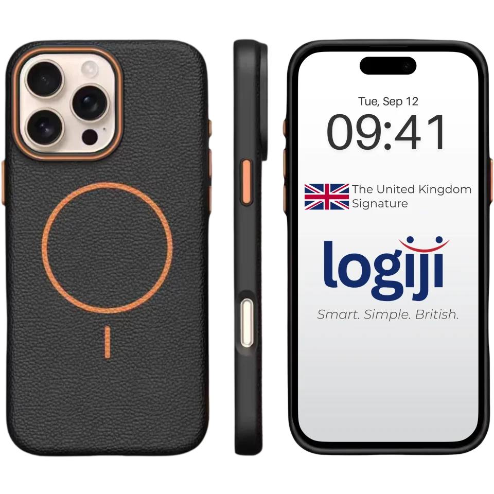 Logiji Ladera iPhone 14 Kılıf - Deri Görünümlü İnce Koruma - MagSafe ile Uyumlu - Koyu Mavi