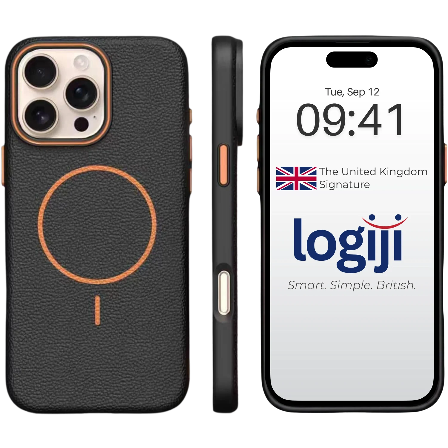 Logiji Ladera iPhone 13 Kılıf - Mat Dokulu Sağlam Kapak - MagSafe ile Uyumlu - Siyah